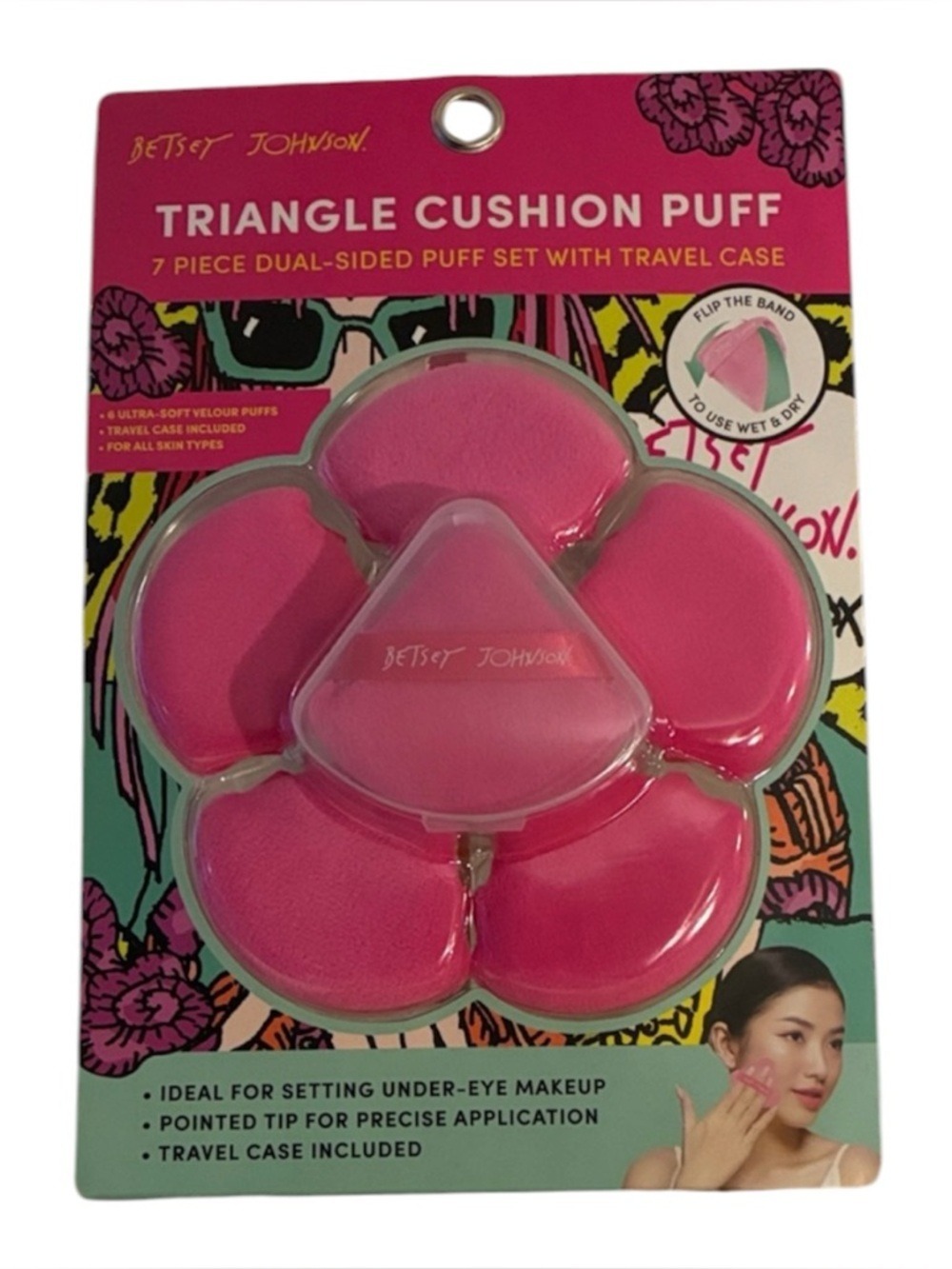 Betsey Johnson Pink Triangle Cushion Puff 7-Piece Makeup Sponge Set